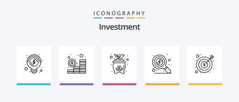 investering lijn 5 icoon pak inclusief geld. globaal. begroting schatting. schild. bescherming. creatief pictogrammen ontwerp vector