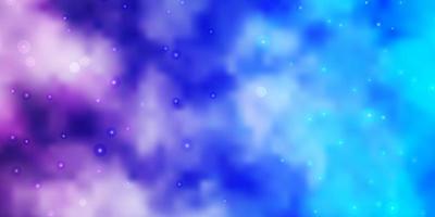 lichtroze, blauwe vectorachtergrond met kleurrijke sterren. vector