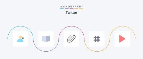 twitter vlak 5 icoon pak inclusief video. twitteren. bijlage. tweeten. volgen vector
