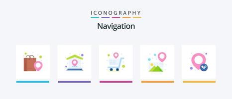 navigatie vlak 5 icoon pak inclusief pin. plaats. pin. galerij. kaart. creatief pictogrammen ontwerp vector