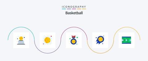 basketbal vlak 5 icoon pak inclusief spel. sport. medaille. nba. basketbal vector