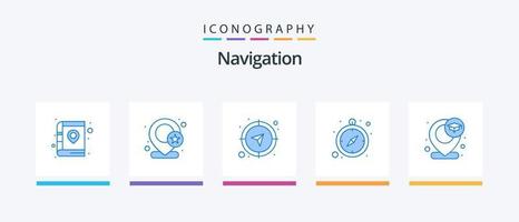 navigatie blauw 5 icoon pak inclusief school. GPS. plaats. kompas. GPS. creatief pictogrammen ontwerp vector