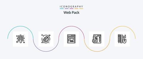 web pak lijn 5 icoon pak inclusief . potlood. web op te slaan. pen. tekening vector