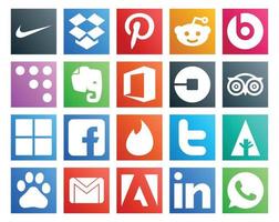 20 sociaal media icoon pak inclusief tweet Tondel uber facebook reizen vector