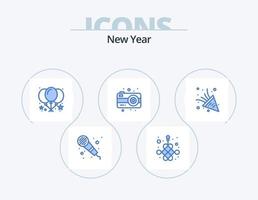 nieuw jaar blauw icoon pak 5 icoon ontwerp. . partij tijd. ballon. vuurwerk. fotografie vector