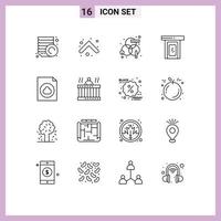 universeel icoon symbolen groep van 16 modern contouren van het dossier wolk werkwijze huis wolk bewerkbare vector ontwerp elementen
