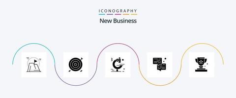 nieuw bedrijf glyph 5 icoon pak inclusief bubbel . Onderzoek. bedrijf . microscoop . vector