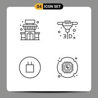 lijn pak van 4 universeel symbolen van gebouw symbolen supermarkt direct metaal laser sinteren CPU bewerkbare vector ontwerp elementen