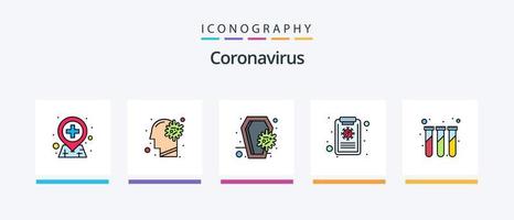 coronavirus lijn gevulde 5 icoon pak inclusief geneesmiddel. kind. winkel. eerste hulp. medisch. creatief pictogrammen ontwerp vector