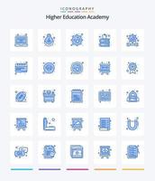 creatief academie 25 blauw icoon pak zo net zo engineering. academie. studie. onderwijs. appel vector