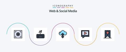 web en sociaal media lijn gevulde vlak 5 icoon pak inclusief . media. omhoog. plus. mail vector