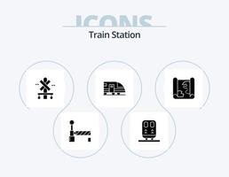 trein station glyph icoon pak 5 icoon ontwerp. pin. plaats. teken. vervoer. metro vector
