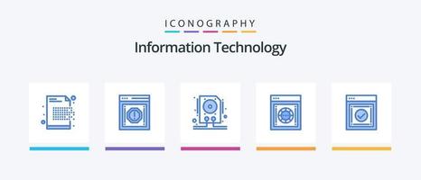informatie technologie blauw 5 icoon pak inclusief veilig doos. internetten. kennisgeving. encryptie. hdd. creatief pictogrammen ontwerp vector