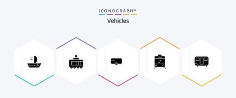 voertuigen 25 glyph icoon pak inclusief . wagen. aanhangwagen. reizen. caravan vector