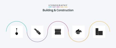 gebouw en bouw glyph 5 icoon pak inclusief bouw. gebouw. snijder. zaag. warm vector