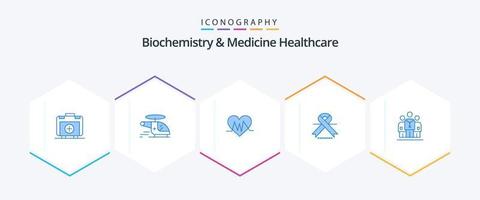 biochemie en geneeskunde gezondheidszorg 25 blauw icoon pak inclusief medisch. lintje. lucht. oncologie. pulse vector