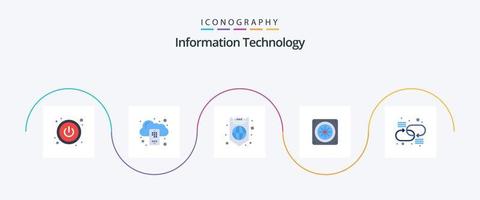 informatie technologie vlak 5 icoon pak inclusief . koppeling. bescherming. verbinding. ventilator vector