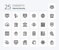 internet veiligheid 25 lijn icoon pak inclusief internetten. internetten. internetten. wereldbol. instelling vector