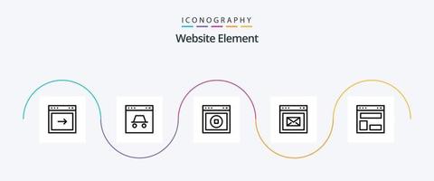 website element lijn 5 icoon pak inclusief website. bericht. website. browser. web vector