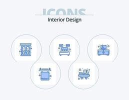 interieur ontwerp blauw icoon pak 5 icoon ontwerp. huis versieren. enkel. tafel. kamer. kleren vector