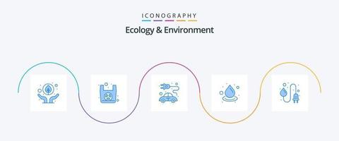 ecologie en milieu blauw 5 icoon pak inclusief stroom. hergebruiken. concept. zuivering. laten vallen vector