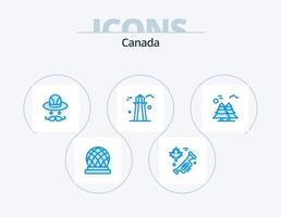 Canada blauw icoon pak 5 icoon ontwerp. pijnboom bomen. arctisch. hoed. alpine. Canada toren vector