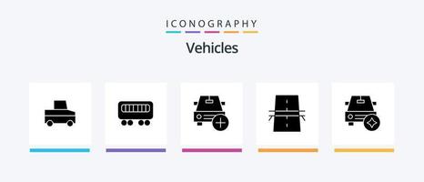 voertuigen glyph 5 icoon pak inclusief belangrijk. snelweg. meer. rooster. bouw. creatief pictogrammen ontwerp vector