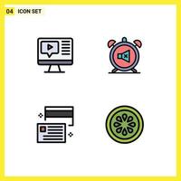 modern reeks van 4 gevulde lijn vlak kleuren pictogram van computer lenen onderwijs dempen contant geld bewerkbare vector ontwerp elementen