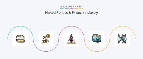 naakt politiek en FinTech industrie lijn gevulde vlak 5 icoon pak inclusief crowdfund. internetten. eenhoorn beginnen. digitaal. cryptogeld vector