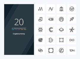 20 cryptogeld schets icoon voor presentatie vector