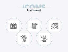 investering lijn icoon pak 5 icoon ontwerp. geld tas. groei. investering. begroting. geld vector