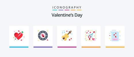 valentijnsdag dag vlak 5 icoon pak inclusief chemisch. liefde. romantisch. geslacht. bruiloft. creatief pictogrammen ontwerp vector