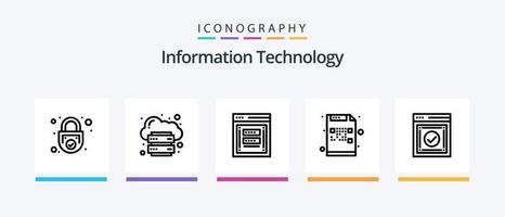 informatie technologie lijn 5 icoon pak inclusief wetenschap. informatie. elektrisch. databank. veiligheid. creatief pictogrammen ontwerp vector