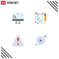 4 vlak icoon concept voor websites mobiel en apps scherm driehoek Wifi pen pijlen bewerkbare vector ontwerp elementen