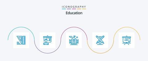 onderwijs blauw 5 icoon pak inclusief . onderwijs. vlag. tas. potlood vector