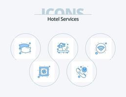 hotel Diensten blauw icoon pak 5 icoon ontwerp. internetten. vrij. nacht. onderhoud. zonnebank vector