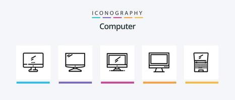 computer lijn 5 icoon pak inclusief .. creatief pictogrammen ontwerp vector