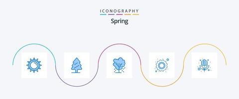 voorjaar blauw 5 icoon pak inclusief bloem. het weer. boom. zonnig. voorjaar vector