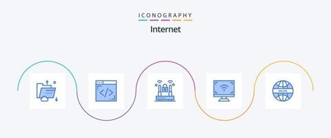 internet blauw 5 icoon pak inclusief globaal. slim. misdrijf. scherm. elektronica vector