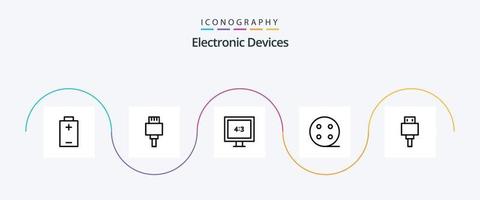 apparaten lijn 5 icoon pak inclusief . USB. TV. opslag. apparaten vector