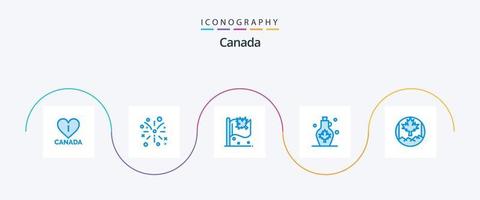 Canada blauw 5 icoon pak inclusief vlag. Canada. blad. blad. water vector