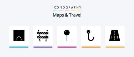 kaarten en reizen glyph 5 icoon pak inclusief . vis. route. creatief pictogrammen ontwerp vector