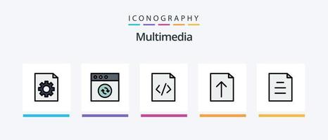 multimedia lijn gevulde 5 icoon pak inclusief . tekst. tafel. document. creatief pictogrammen ontwerp vector