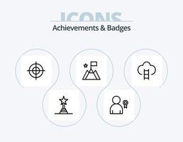 prestaties en badges lijn icoon pak 5 icoon ontwerp. prijs. plaats. prijs. spel. carrière vector