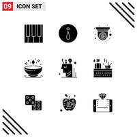 reeks van 9 modern ui pictogrammen symbolen tekens voor kunst gloed camera dia diya bewerkbare vector ontwerp elementen