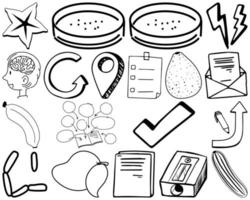 set item en symbool hand getrokken doodle vector