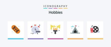 hobby's vlak 5 icoon pak inclusief hobby. drankje. kleur. echt. hobby's. creatief pictogrammen ontwerp vector