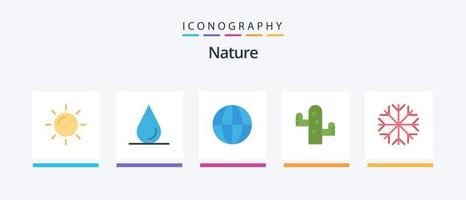 natuur vlak 5 icoon pak inclusief . cactus. het weer. natuur. creatief pictogrammen ontwerp vector