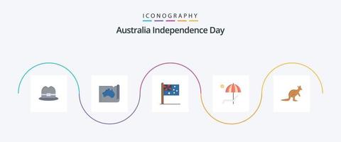 Australië onafhankelijkheid dag vlak 5 icoon pak inclusief zomer. bank. reizen. paraplu. natie vector