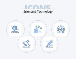 wetenschap en technologie blauw icoon pak 5 icoon ontwerp. chemie. chemisch. pipet druppelaar. werk plan. team prestatie vector